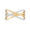 Thumbnail Image 1 of 1/5 CT. T.W. Diamond Multi-Row Crossover Ring in 10K Gold