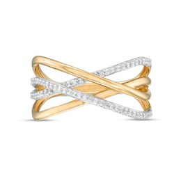 1/5 CT. T.W. Diamond Multi-Row Crossover Ring in 10K Gold