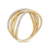 Thumbnail Image 3 of 1/5 CT. T.W. Diamond Multi-Row Crossover Ring in 10K Gold
