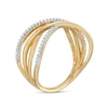 Thumbnail Image 2 of 1/5 CT. T.W. Diamond Multi-Row Crossover Ring in 10K Gold