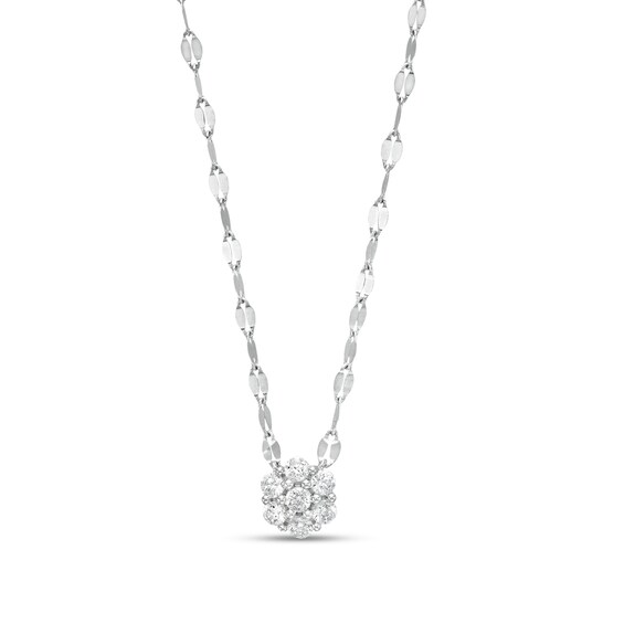 1/4 CT. T.w. Diamond Flower Necklace in 10K White Gold