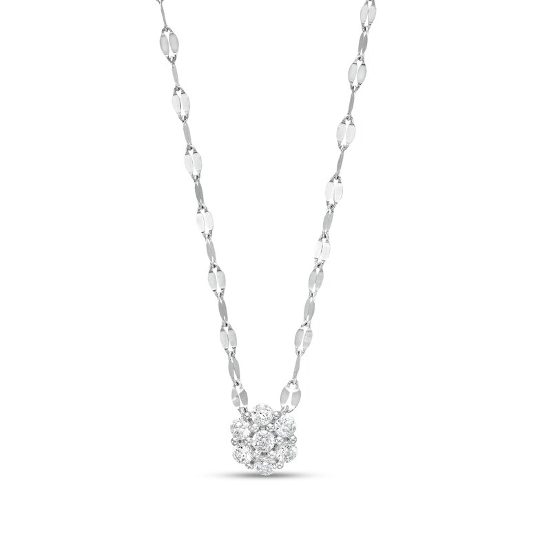 Main Image 1 of 1/4 CT. T.W. Diamond Flower Necklace in 10K White Gold
