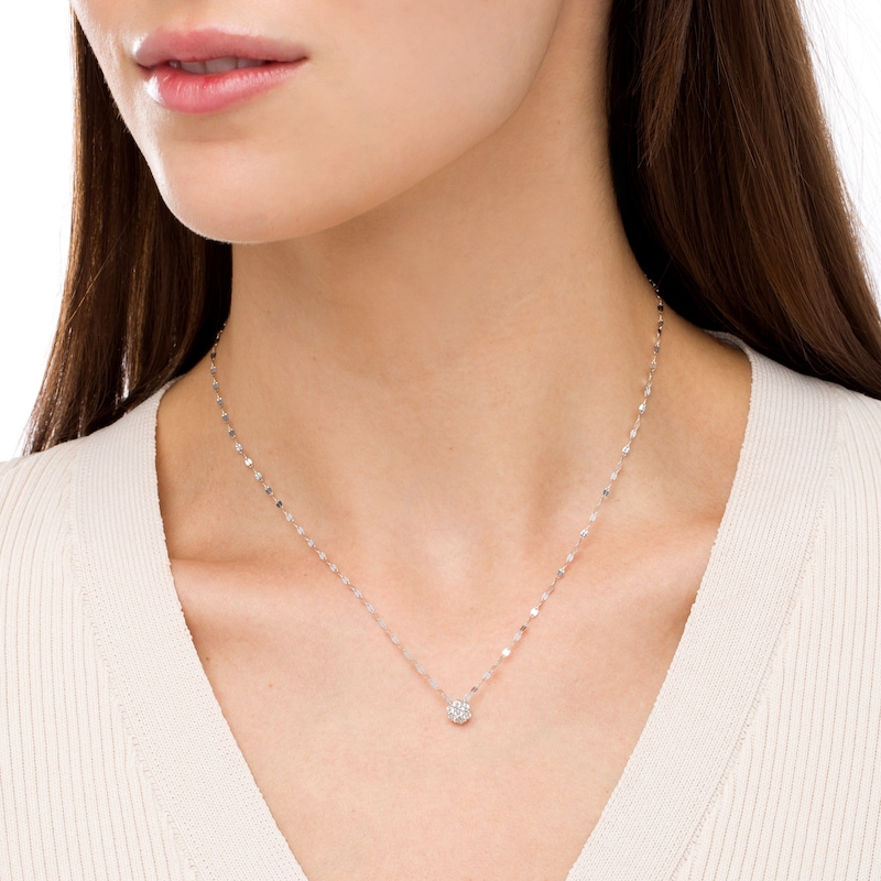 Main Image 2 of 1/4 CT. T.W. Diamond Flower Necklace in 10K White Gold