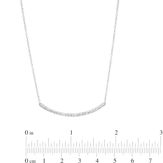 1/6 CT. T.w. Baguette and Round Diamond Curved Bar Necklace in 10K White Gold