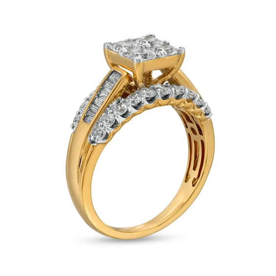 2 CT. T.w. Quad Princess-Cut Diamond Engagement Ring in 10K Gold