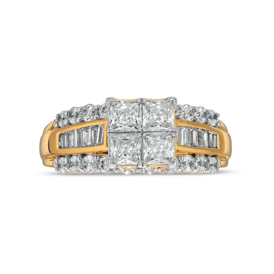 2 CT. T.w. Quad Princess-Cut Diamond Engagement Ring in 10K Gold