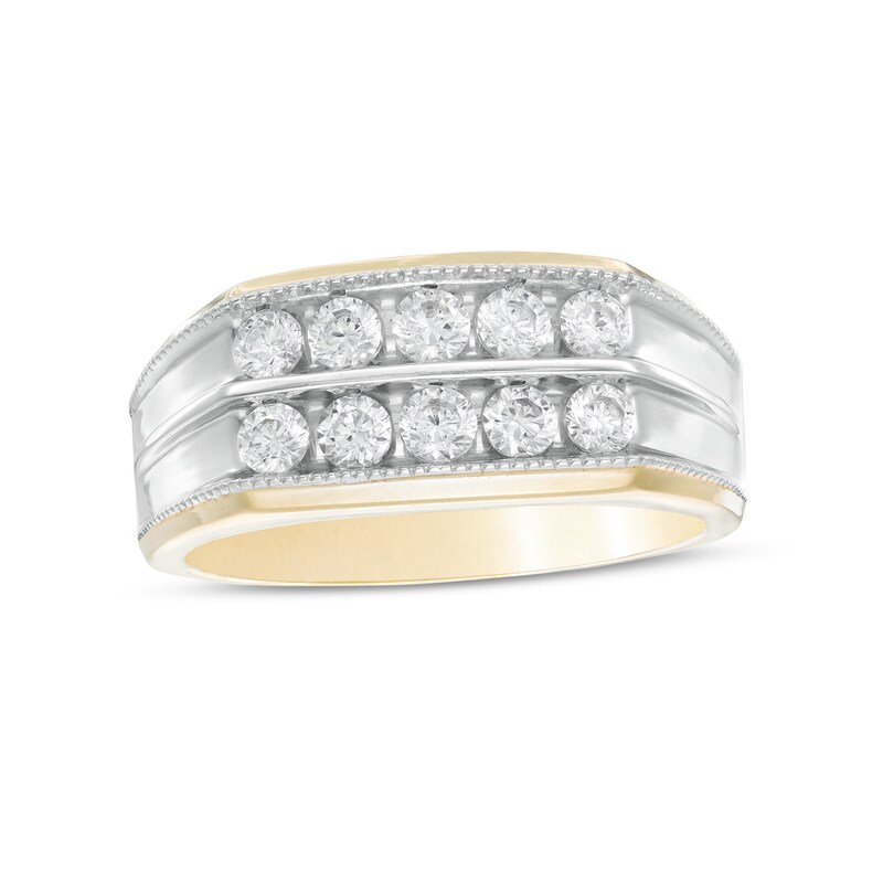 Main Image 1 of 1 CT. T.W. Diamond Double Row Wedding Band in 10K Two-Tone Gold