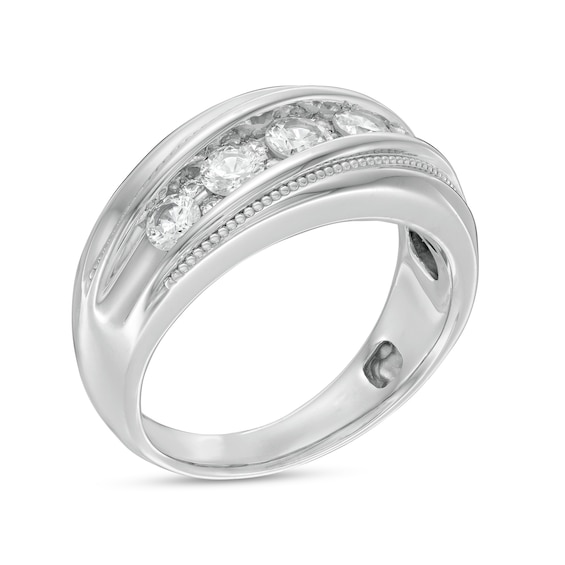 1 CT. T.w. Diamond Slanted Wedding Band in 10K White Gold