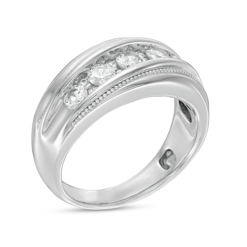 Men's 1 CT. T.W. Diamond Slanted Wedding Band in 10K White Gold