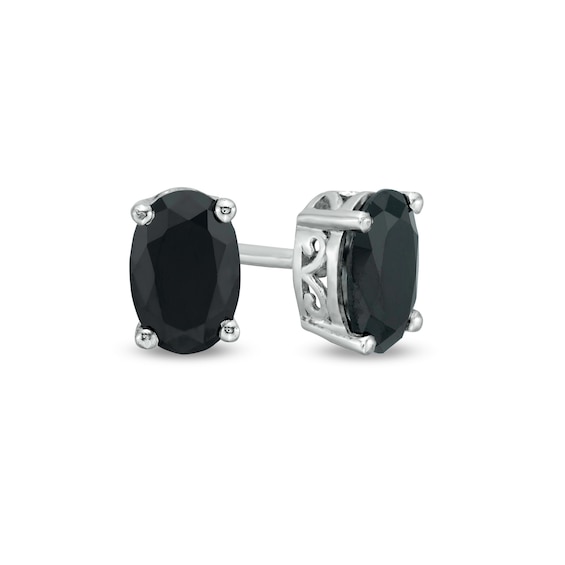 1 CT. T.w. Oval Black Enhanced Diamond Solitaire Stud Earrings in 10K White Gold