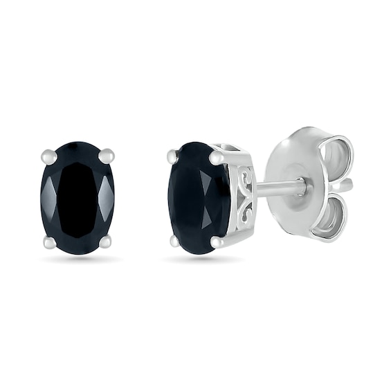 1 CT. T.w. Oval Black Enhanced Diamond Solitaire Stud Earrings in 10K White Gold