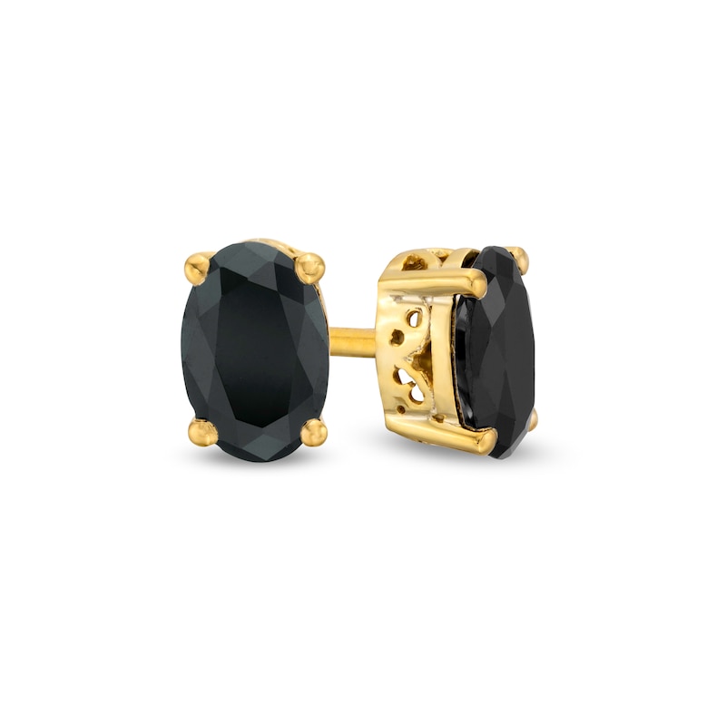 1 CT. T.W. Oval Black Enhanced Diamond Solitaire Stud Earrings in 10K Gold