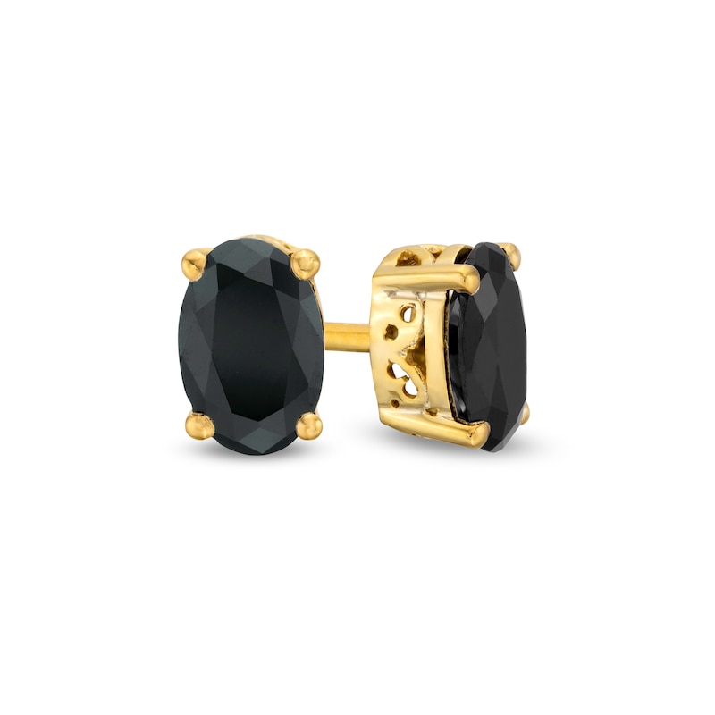 Main Image 1 of 1 CT. T.W. Oval Black Enhanced Diamond Solitaire Stud Earrings in 10K Gold