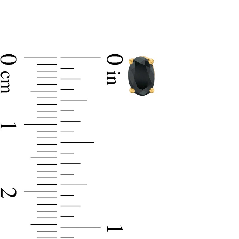 Main Image 3 of 1 CT. T.W. Oval Black Enhanced Diamond Solitaire Stud Earrings in 10K Gold