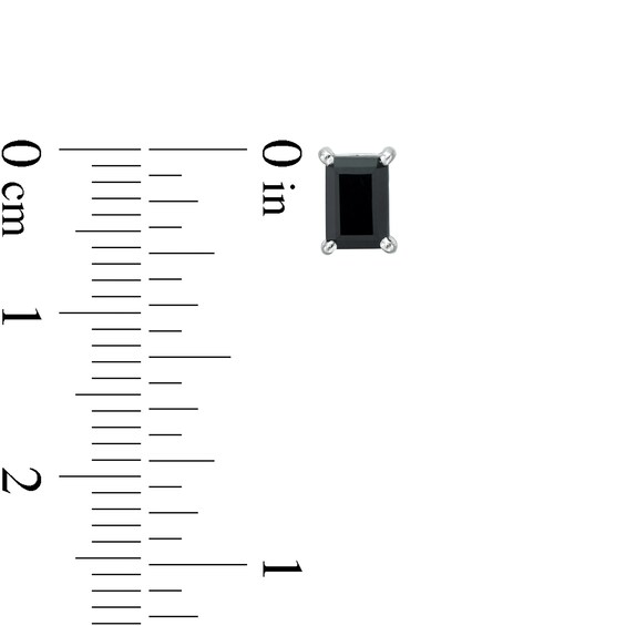 1 CT. T.w. Emerald-Cut Black Enhanced Diamond Solitaire Stud Earrings in 10K White Gold