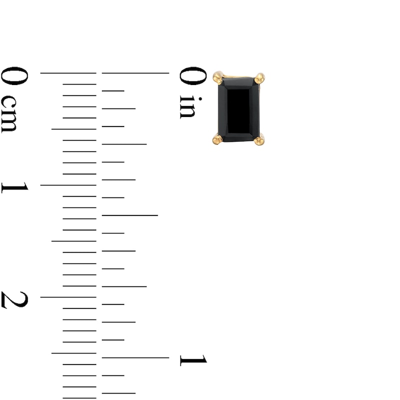 Main Image 3 of 1 CT. T.W. Emerald-Cut Black Enhanced Diamond Solitaire Stud Earrings in 10K Gold
