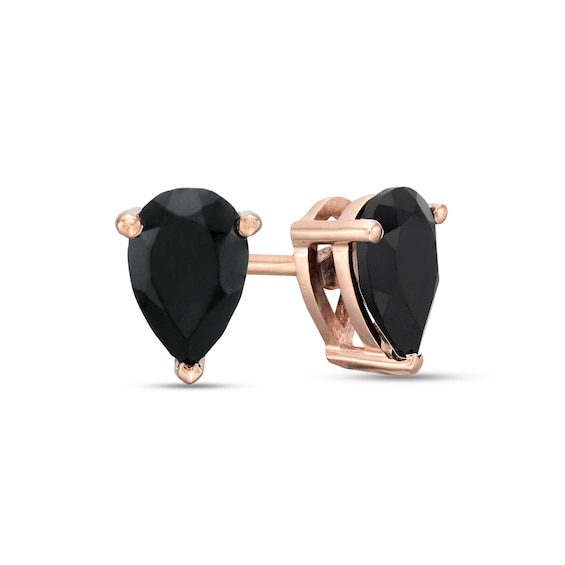 1 CT. T.w. Pear-Shaped Black Enhanced Diamond Solitaire Stud Earrings in 10K Rose Gold