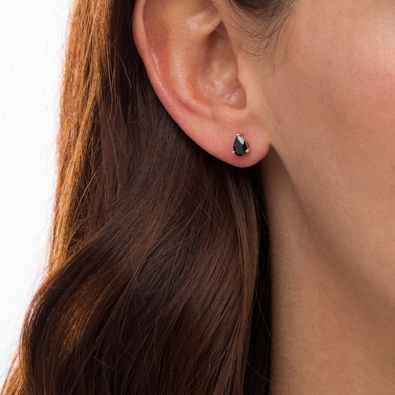 1 CT. T.w. Pear-Shaped Black Enhanced Diamond Solitaire Stud Earrings in 10K Rose Gold