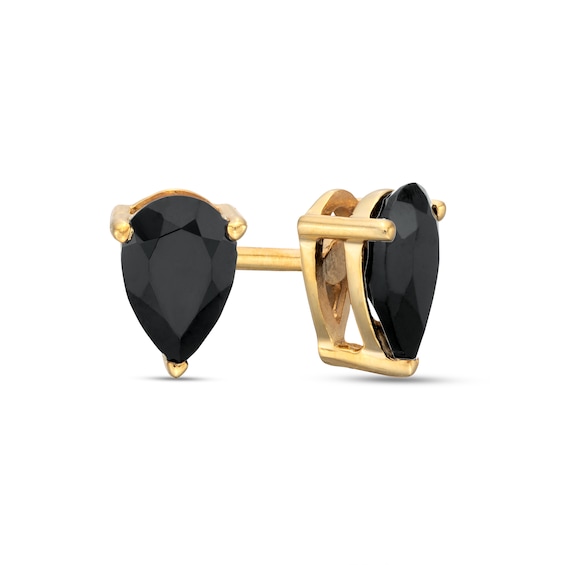 1 CT. T.w. Pear-Shaped Black Enhanced Diamond Solitaire Stud Earrings in 10K Gold
