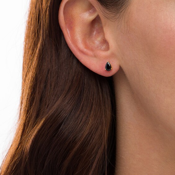 1 CT. T.w. Pear-Shaped Black Enhanced Diamond Solitaire Stud Earrings in 10K Gold