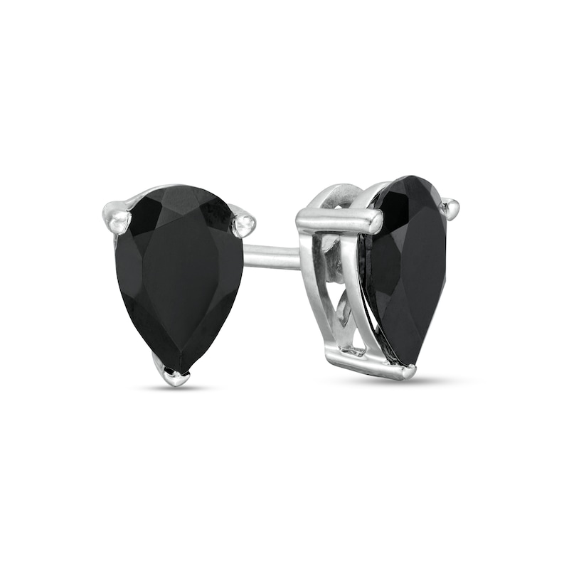 Main Image 1 of 1 CT. T.W. Pear-Shaped Black Enhanced Diamond Solitaire Stud Earrings in 10K White Gold