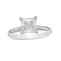 1-1/2 CT. Certified Princess-Cut Lab-Created Diamond Solitaire Engagement Ring in 14K White Gold (F/VS2)