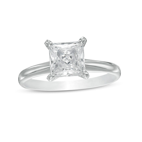 1-1/2 CT. Certified Princess-Cut Lab-Grown Diamond Solitaire Engagement Ring in 14K White Gold (F/Vs2)
