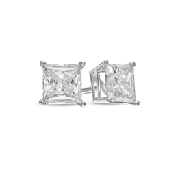 2 CT. T.W. Certified Princess-Cut Lab-Grown Diamond Solitaire Stud Earrings in 14K White Gold (F/SI2)