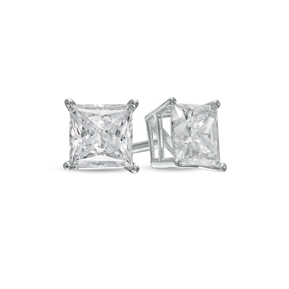 2 CT. T.w. Certified Princess-Cut Lab-Grown Diamond Solitaire Stud Earrings in 14K White Gold (F/Si2)