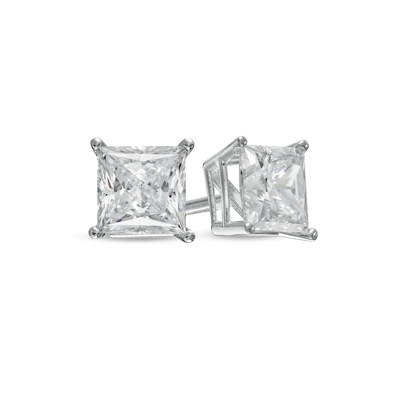 Main Image 1 of 2 CT. T.W. Certified Princess-Cut Lab-Grown Diamond Solitaire Stud Earrings in 14K White Gold (F/SI2)