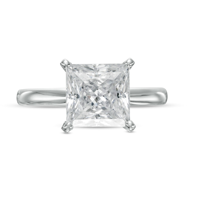 3 CT. Certified Princess-Cut Lab-Created Diamond Solitaire Engagement Ring in 14K White Gold (F/VS2)