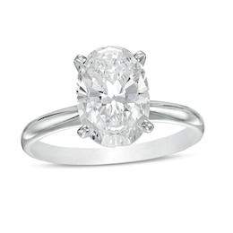 3 CT. Certified Oval Lab-Created Diamond Solitaire Engagement Ring in 14K White Gold (F/VS2)