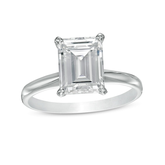 3 CT. Certified Emerald-Cut Lab-Grown Diamond Solitaire Engagement Ring in 14K White Gold (F/Vs2)