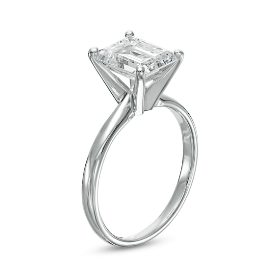 3 CT. Certified Emerald-Cut Lab-Grown Diamond Solitaire Engagement Ring in 14K White Gold (F/Vs2)