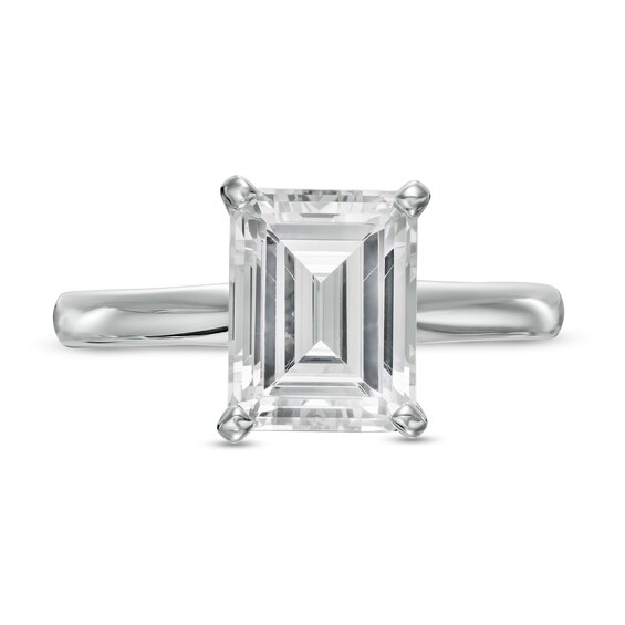 3 CT. Certified Emerald-Cut Lab-Grown Diamond Solitaire Engagement Ring in 14K White Gold (F/Vs2)