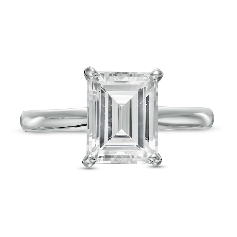 3 CT. Certified Emerald-Cut Lab-Created Diamond Solitaire Engagement Ring in 14K White Gold (F/VS2)