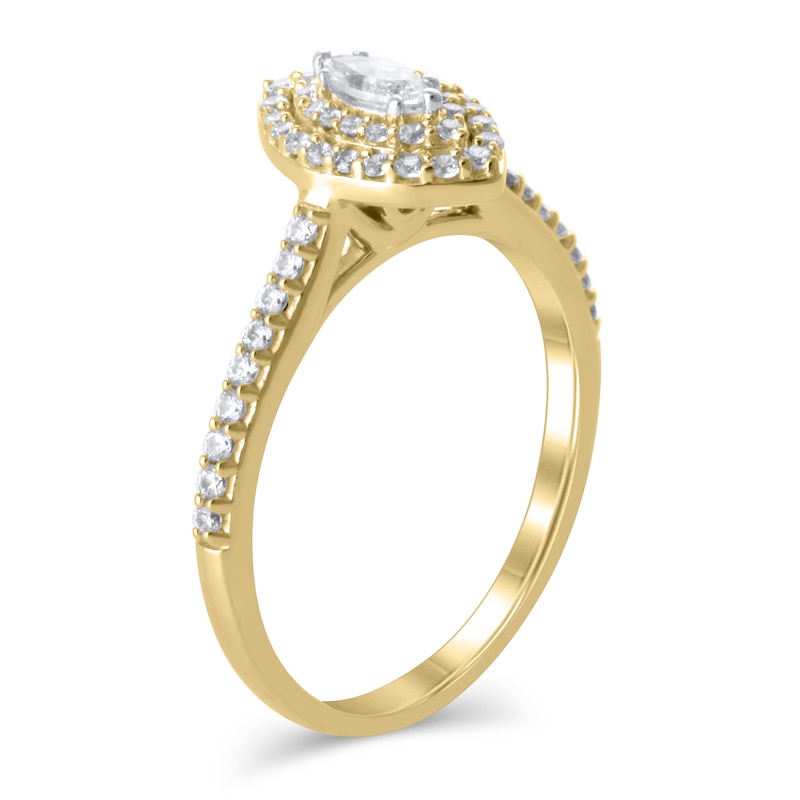 Main Image 2 of 1/2 CT. T.W. Marquise Diamond Double Frame Engagement Ring in 10K Gold