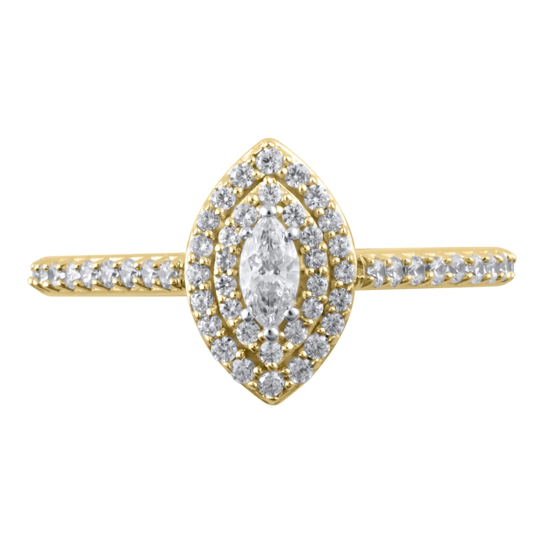Main Image 3 of 1/2 CT. T.W. Marquise Diamond Double Frame Engagement Ring in 10K Gold