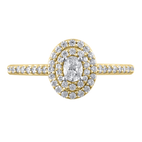 1/2 CT. T.w. Oval Diamond Double Frame Engagement Ring in 10K Gold