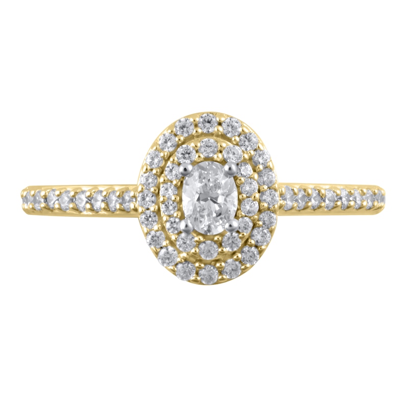 Main Image 3 of 1/2 CT. T.W. Oval Diamond Double Frame Engagement Ring in 10K Gold