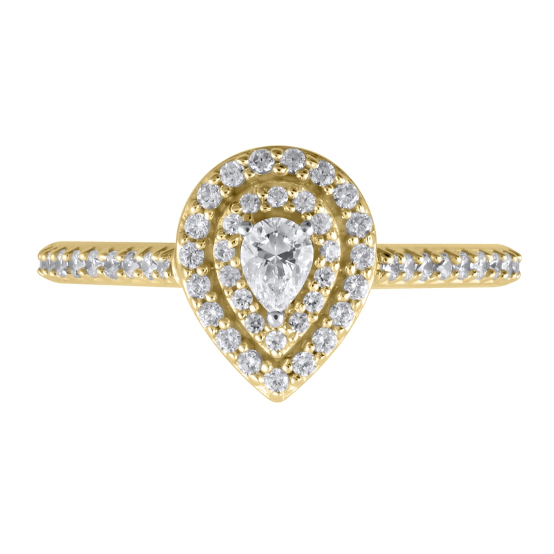 Main Image 3 of 1/2 CT. T.W. Pear-Shaped Diamond Double Frame Engagement Ring in 10K Gold