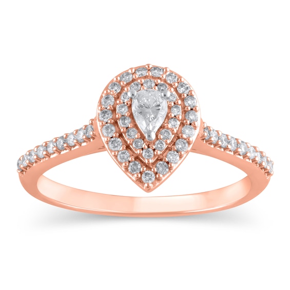 1/2 CT. T.w. Pear-Shaped Diamond Double Frame Engagement Ring in 10K Rose Gold