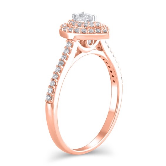 1/2 CT. T.w. Pear-Shaped Diamond Double Frame Engagement Ring in 10K Rose Gold
