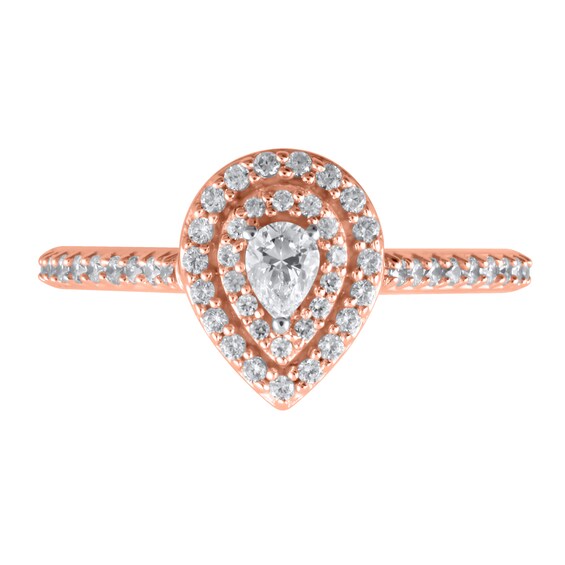 1/2 CT. T.w. Pear-Shaped Diamond Double Frame Engagement Ring in 10K Rose Gold