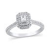 Thumbnail Image 1 of 1/2 CT. T.W. Emerald-Cut Diamond Double Octagonal Frame Engagement Ring in 10K White Gold
