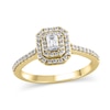 Thumbnail Image 1 of 1/2 CT. T.W. Emerald-Cut Diamond Double Octagonal Frame Engagement Ring in 10K Gold