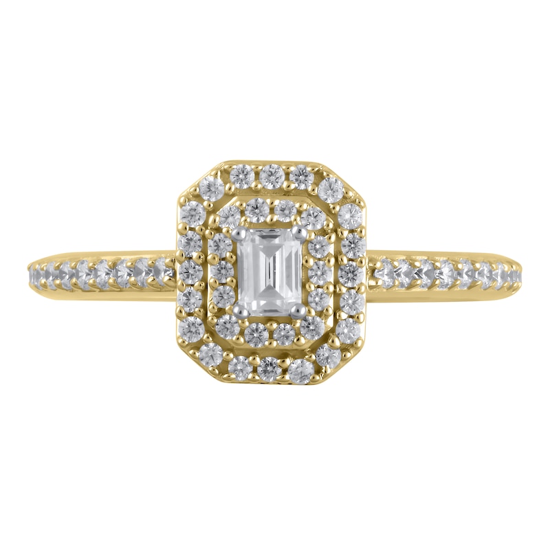 1/2 CT. T.W. Emerald-Cut Diamond Double Octagonal Frame Engagement Ring in 10K Gold