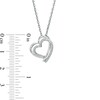 Thumbnail Image 2 of 1/8 CT. T.W.  Diamond Tilted Double Row Heart Pendant in Sterling Silver