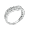 Thumbnail Image 3 of 3/4 CT. T.W. Baguette and Round Diamond Contour Triple Row Anniversary Band in 14K White Gold