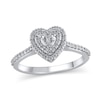 Thumbnail Image 0 of 1/2 CT. T.W. Heart-Shaped Diamond Double Frame Engagement Ring in 10K White Gold